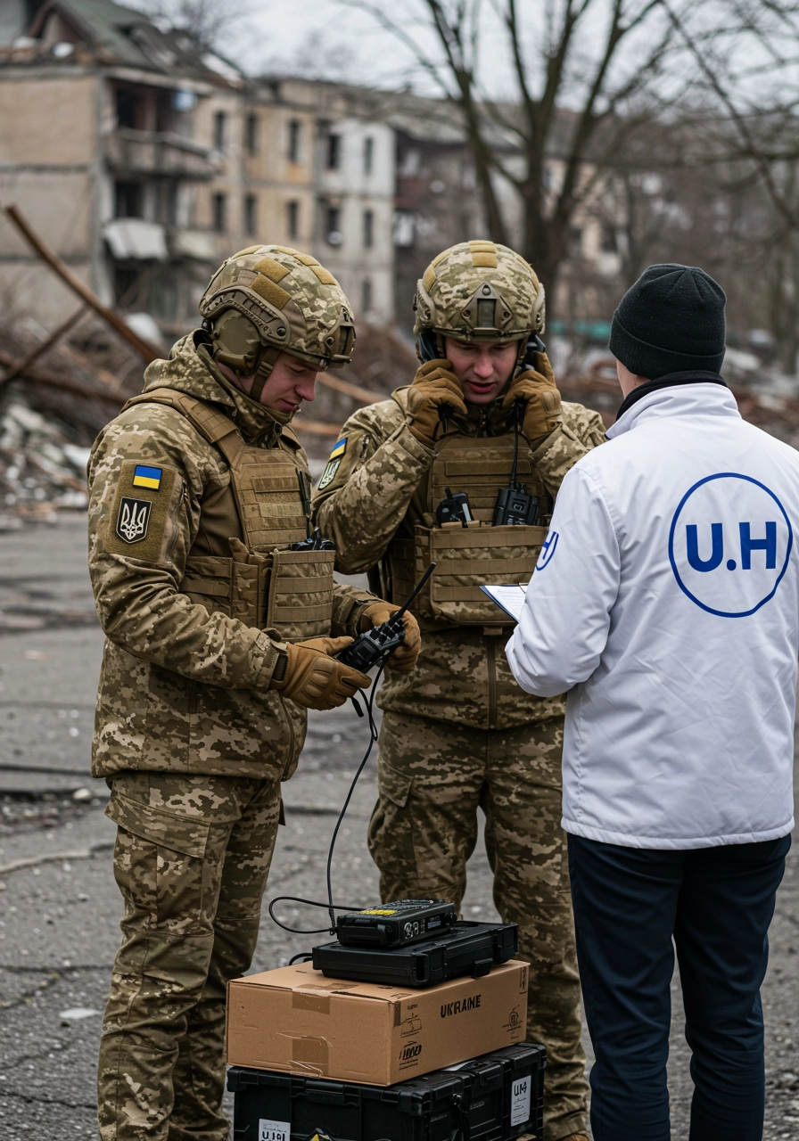Communication specialists using radio equipment